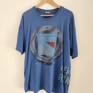Vintage Starter New York Rangers Shirt Large Blue Hockey NHL USA 1992